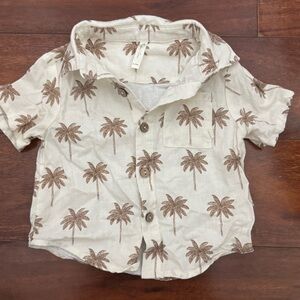 Rylee + Cru Palm Tree Print Kids Shirt - Brown and Cream
